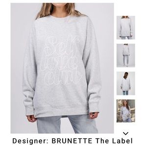 BRUNETTE the Label "Self Love Club" Big Sister Crew Sweatshirt, Size M-L